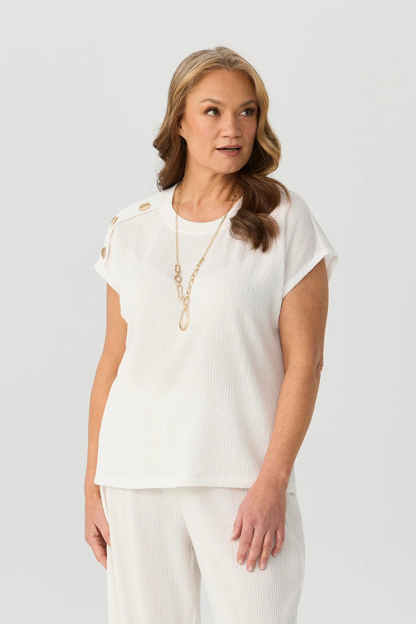 Sheona Button Short Sleeve Top