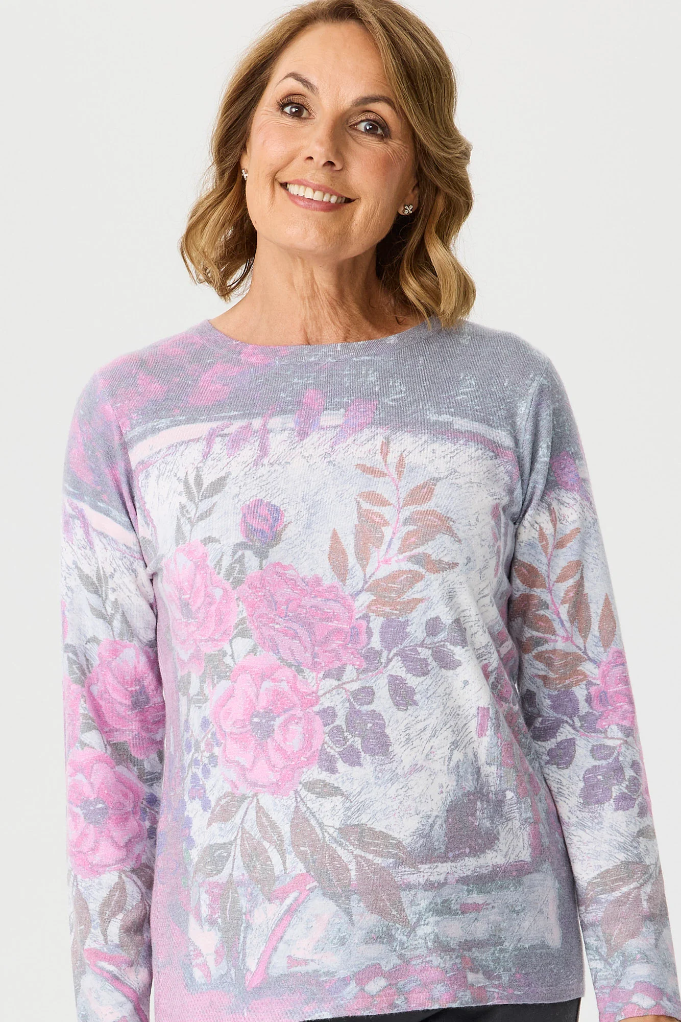Sylvie Print R-neck Long Sleeve Sweater - Image 3