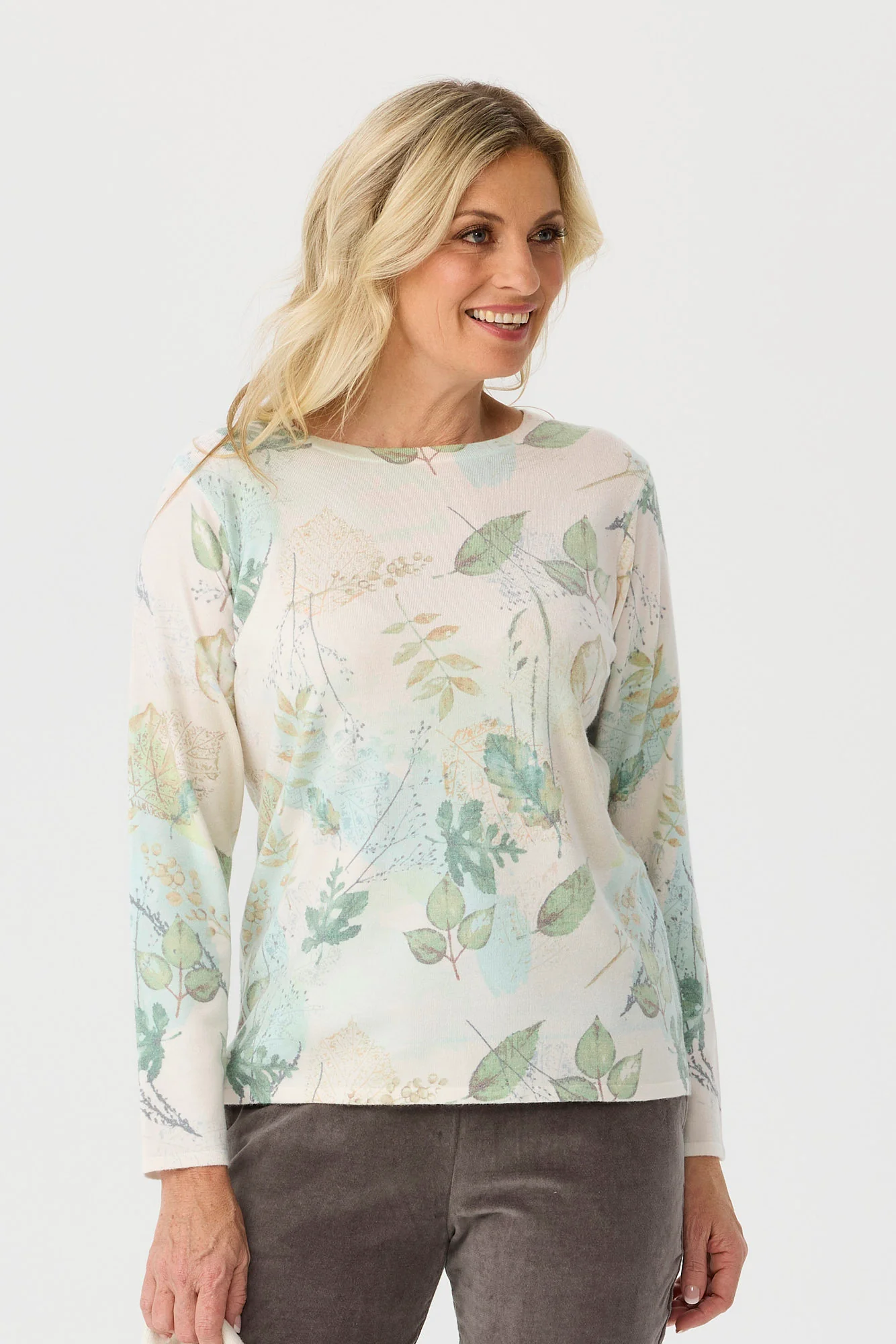 Sylvie Print R-neck Long Sleeve Sweater