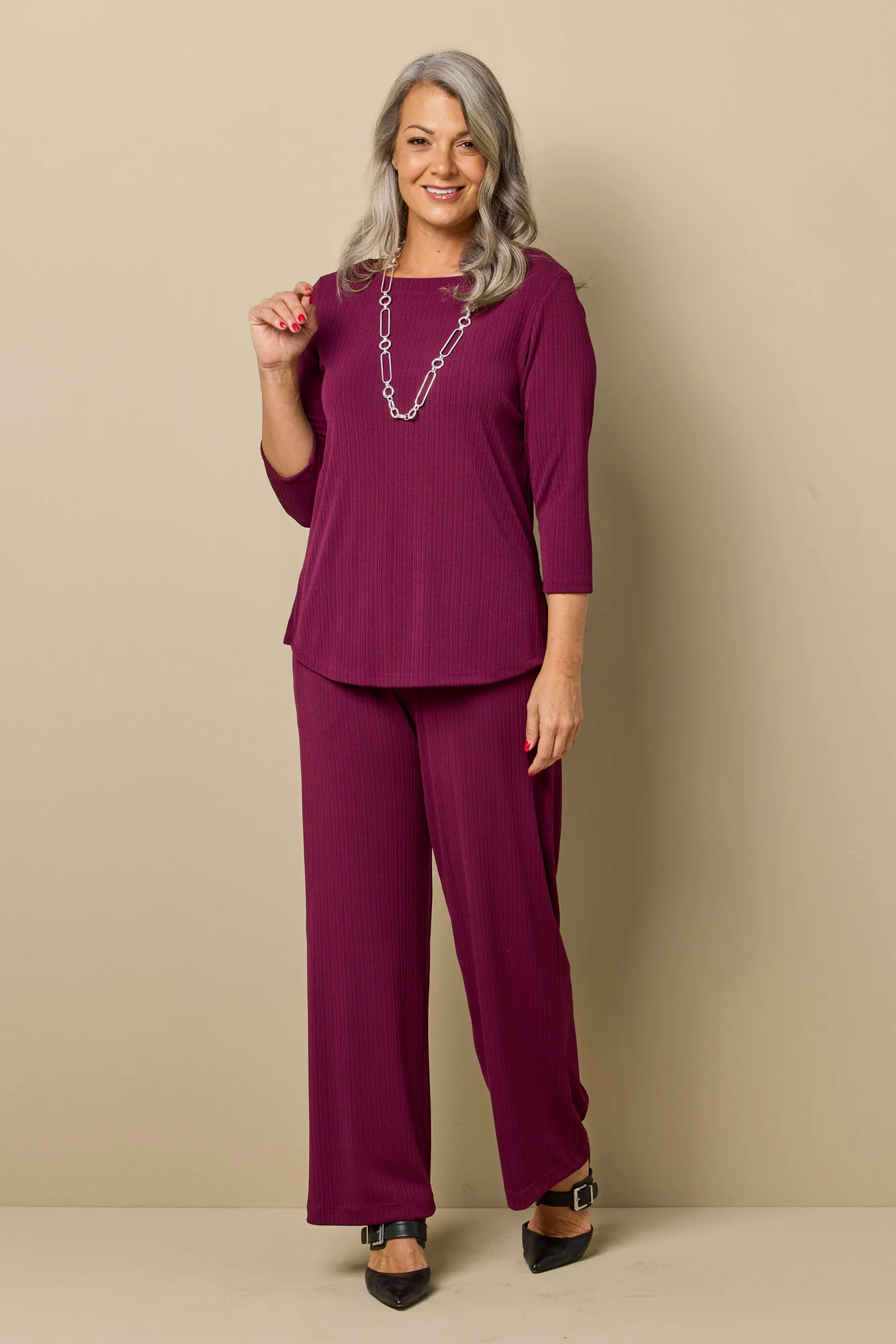 Tempest Boat Neck 3/4 Sleeve Top - Image 2