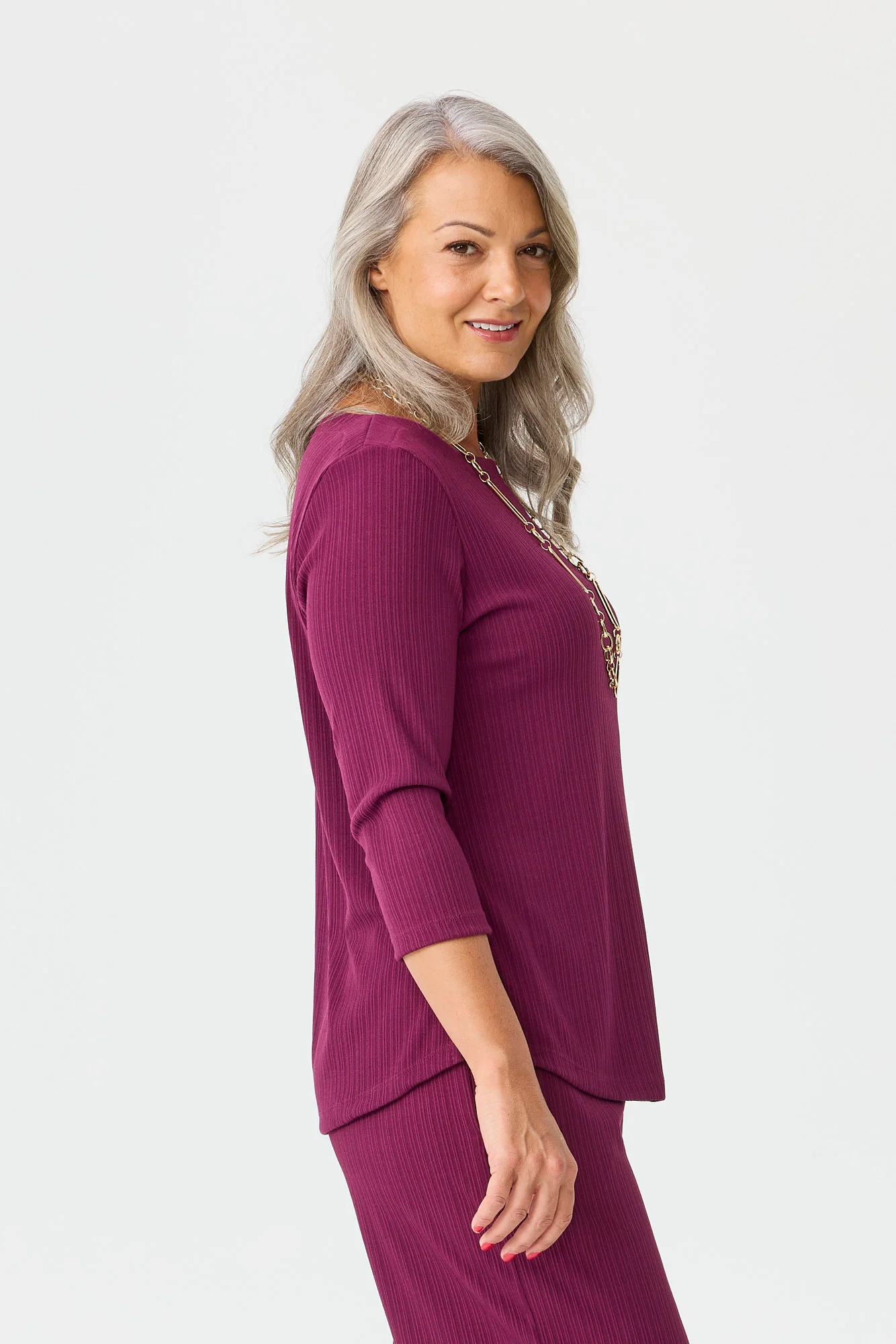Tempest Boat Neck 3/4 Sleeve Top - Image 4