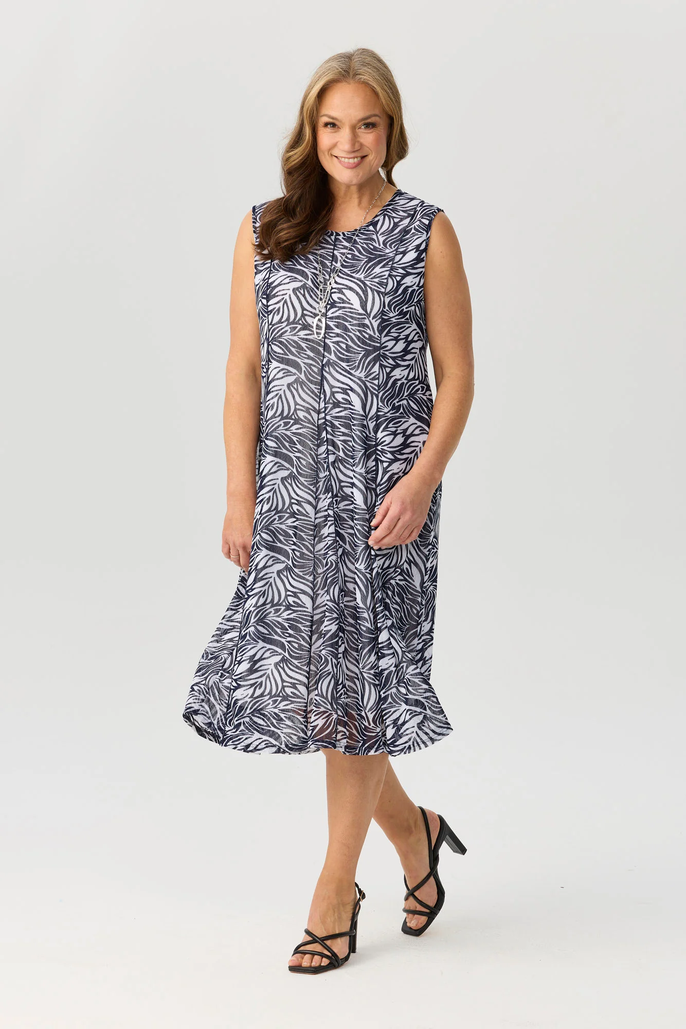 Veneta Mesh Sleeveless Gored Dress