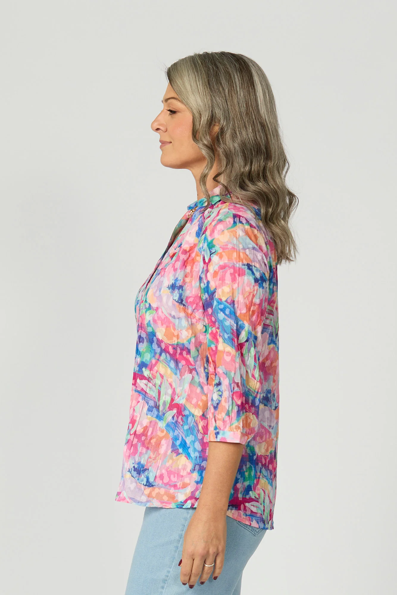 Vista Crushed 3/4 Sleeve Print Shirt - Image 4
