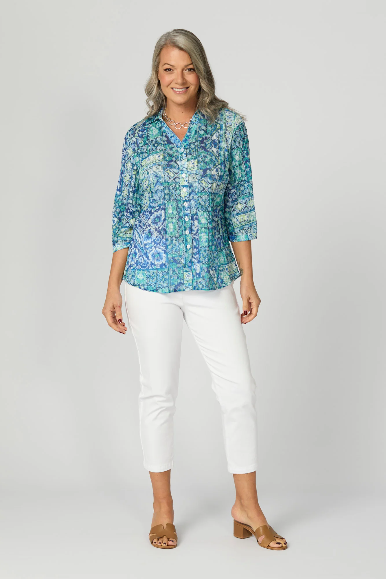 Vista Crushed 3/4 Sleeve Print Shirt - Image 2