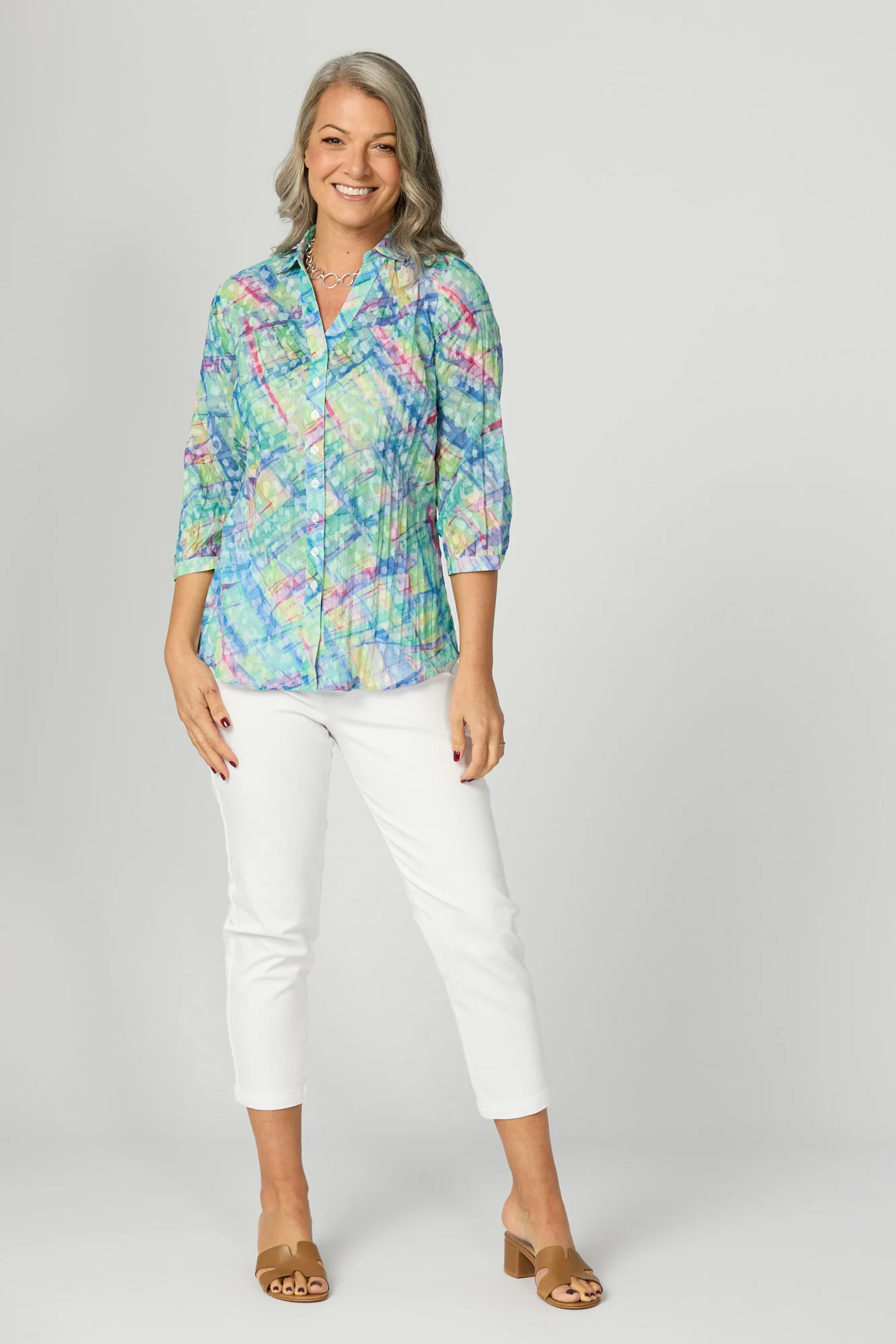 Vista Crushed 3/4 Sleeve Print Shirt - Image 2