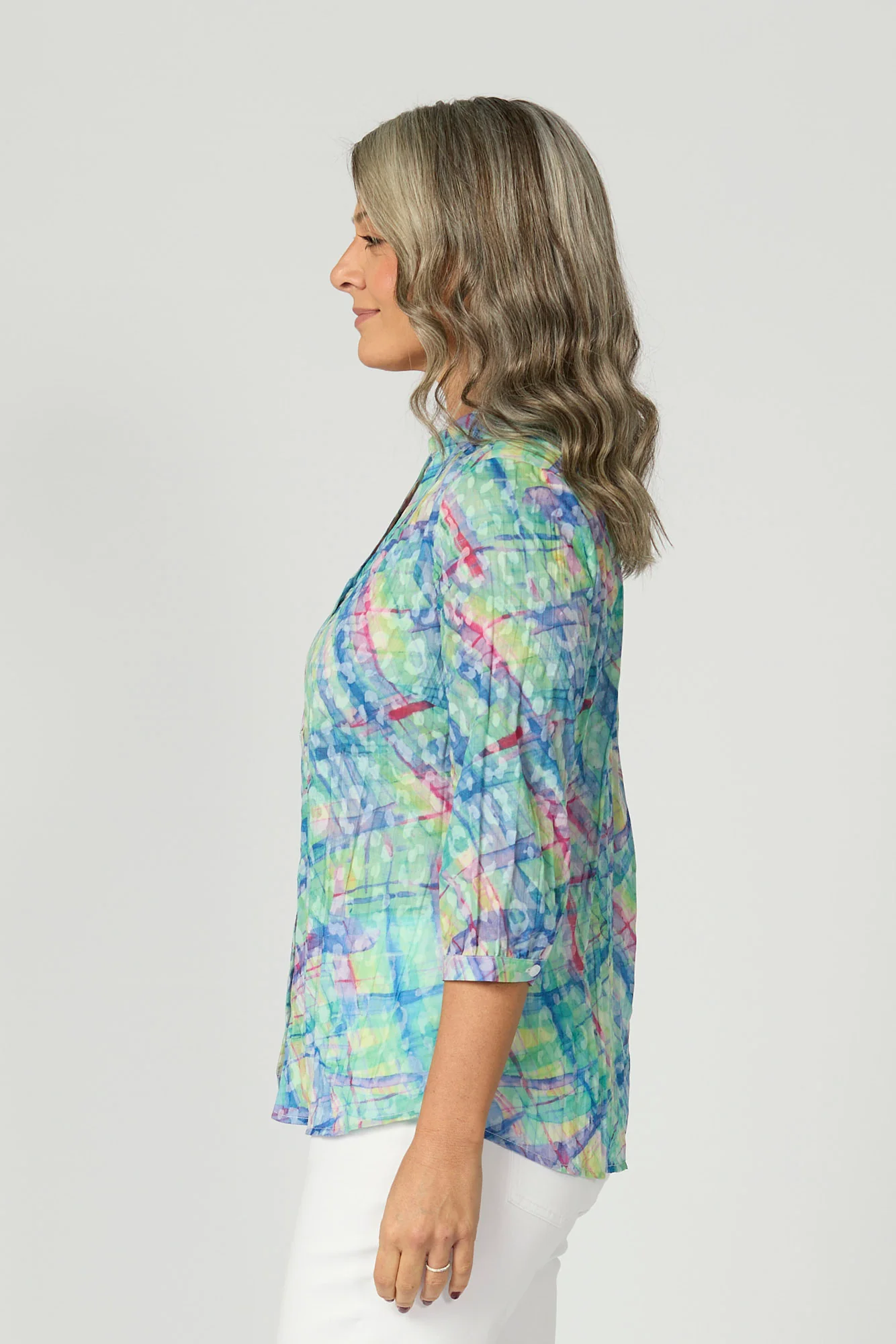 Vista Crushed 3/4 Sleeve Print Shirt - Image 4