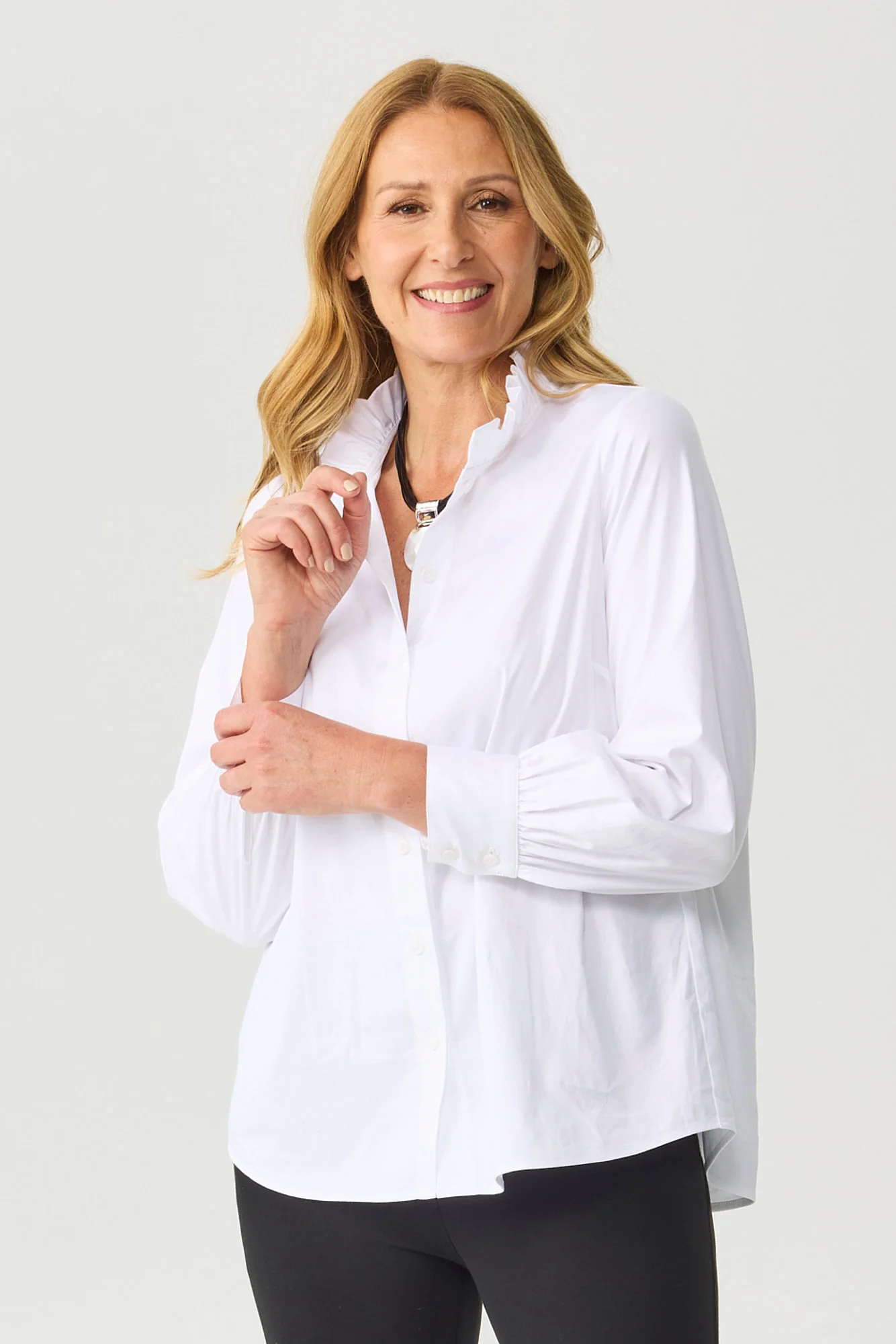 Zimmy Ruffle Neck Long Sleeve Shirt - Image 9
